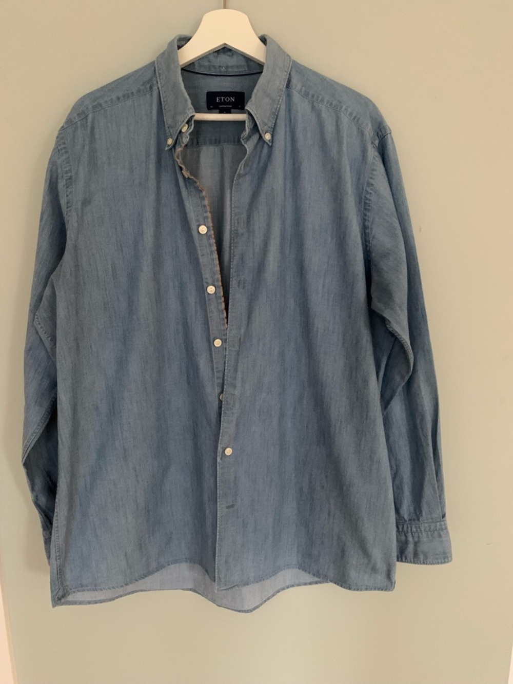 Eton Men's Light Blue Denim Button-Down Shirt